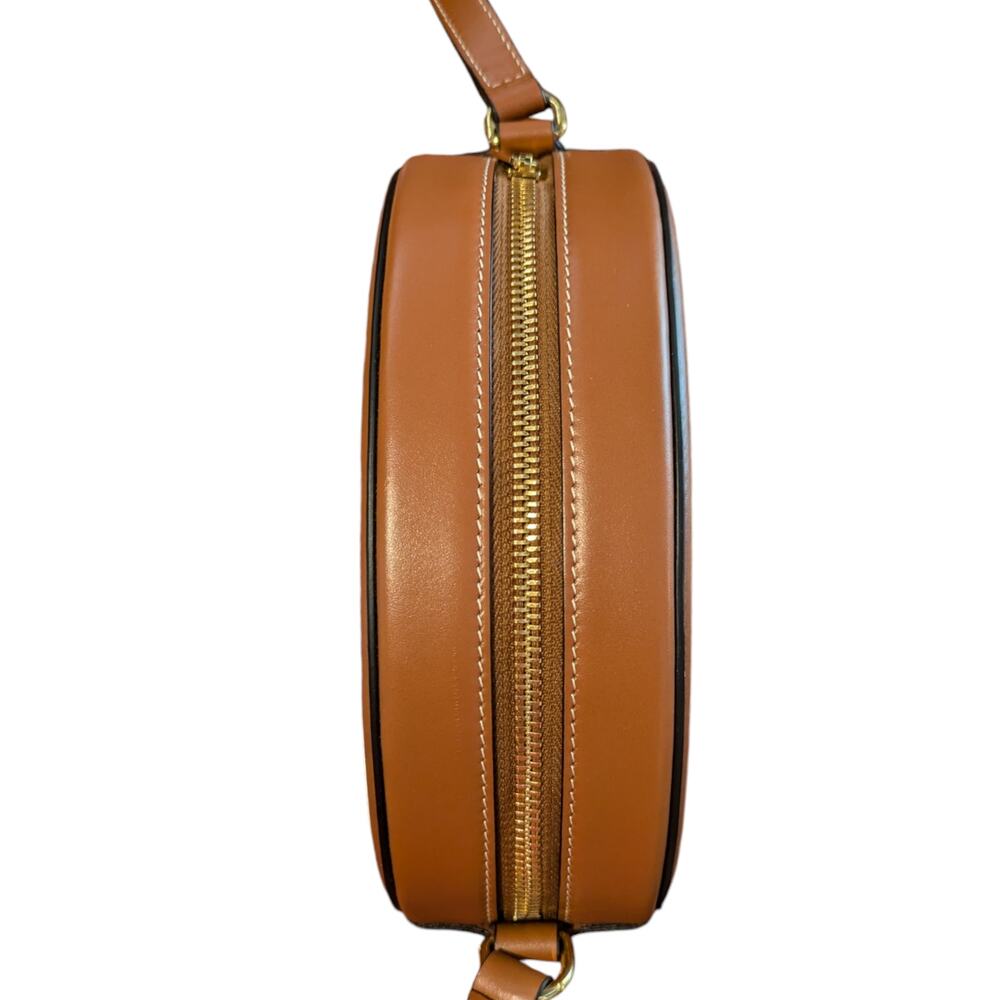 Cèline Canvas Calfskin Cuir Small Triomphe Oval Crossbody Purse - Picture 7 of 7